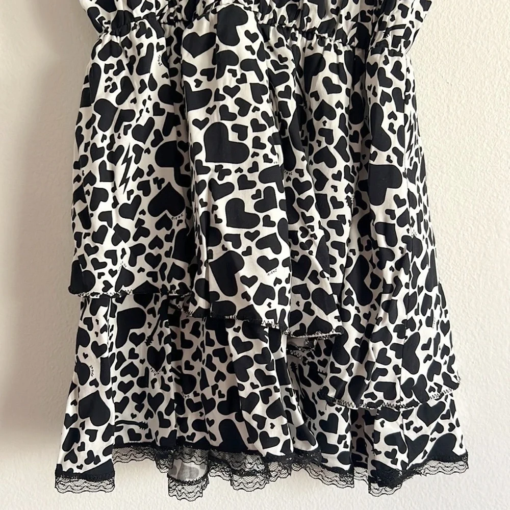 Zadig & Voltaire Freja Dress Heart Print Black White Tunic Girls NWOT